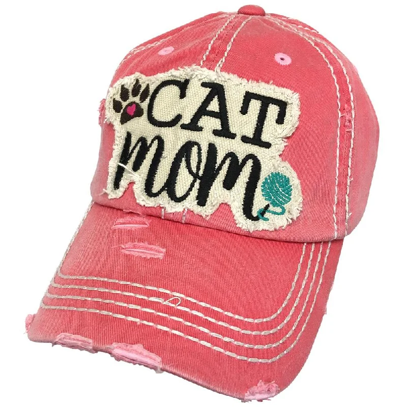 baseball cap for league players-KBV-1260 Cat Mom Cap Hot Pink