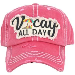 baseball cap for yoga sessions-KBV-1355 Vacay All Day Hot Pink