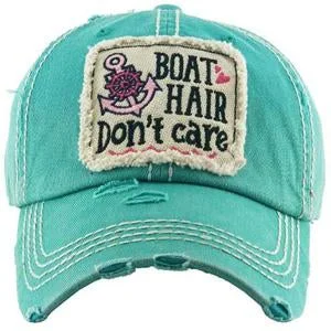 baseball cap for mountain trips-KBV-1356-Boat Hair Dont Care Turq