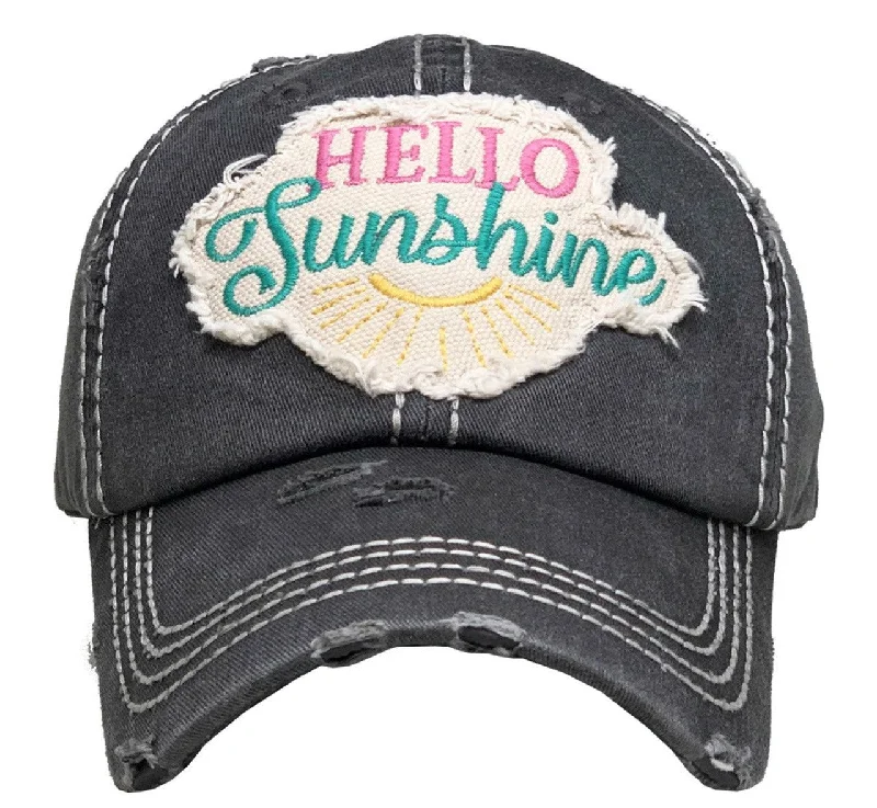 baseball cap for mild weather-KBV-1358 Hello Sunshine Black