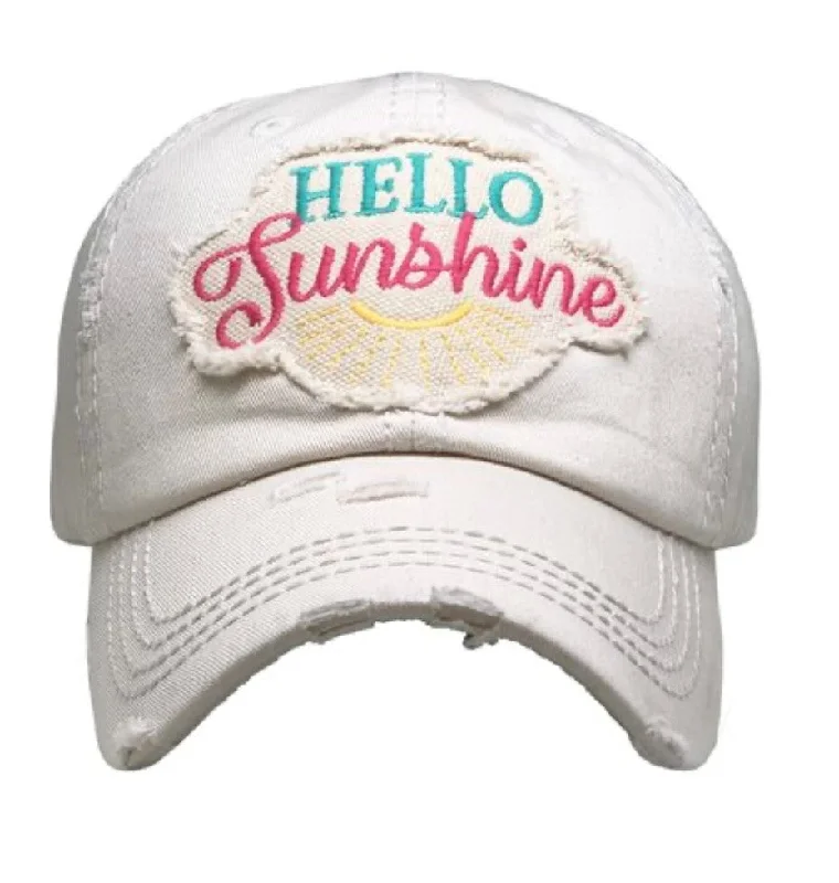 baseball cap with moisture-wicking fabric-KBV-1358 Hello Sunshine Stone