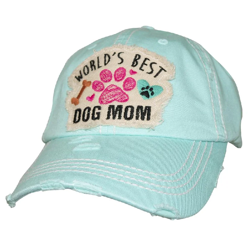 baseball cap for surfers-KBV-1362 World's Best Dog Mom Diamond Blue