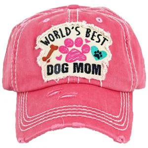 baseball cap with modern fit-KBV-1362 Worlds Best Dog Mom Hot Pink