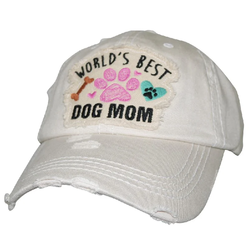 baseball cap for camping adventures-KBV-1362 World's Best Dog Mom Stone