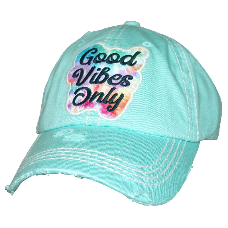 baseball cap for gym workouts-KBV-1364 Good Vibes Only Diamond Blue