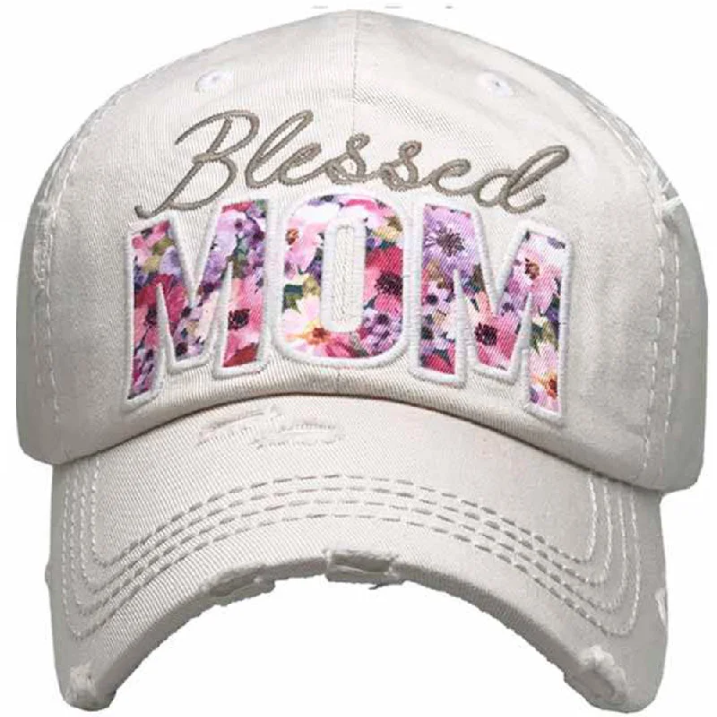 baseball cap for night events-KBV-1365 Blessed Mom White