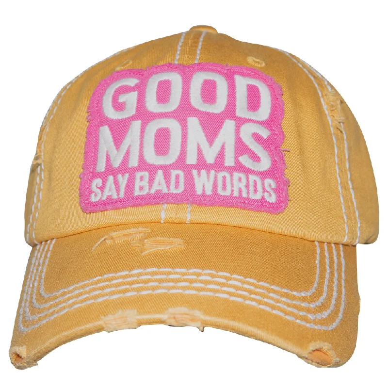 baseball cap for nighttime runs-KBV-1369 Good Moms Bad Words Yellow