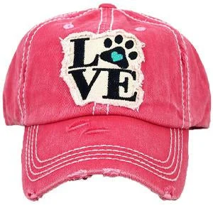 baseball cap with large emblem-KBV-1368 Love Hot Pink