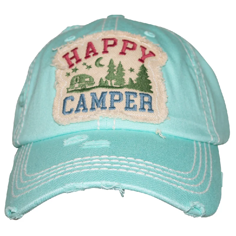 baseball cap with ventilated panels-KBV-1371 Happy Camper Trees Diamond Blue