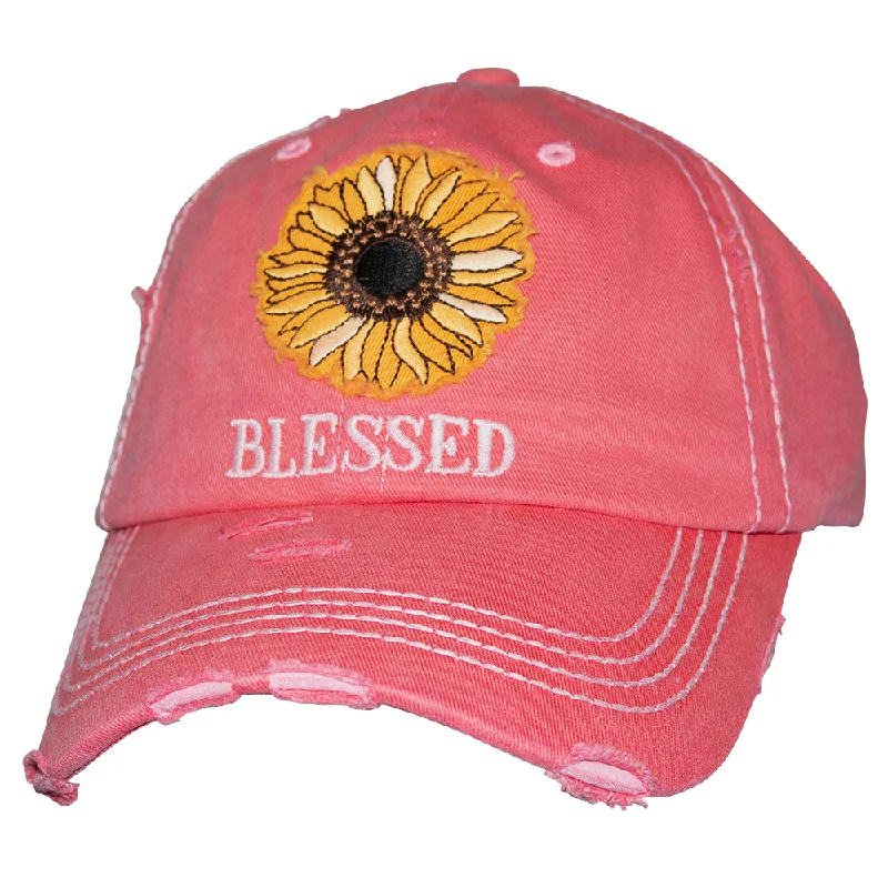 baseball cap for college students-KBV-1376 Blessed Sunflower Hot Pink