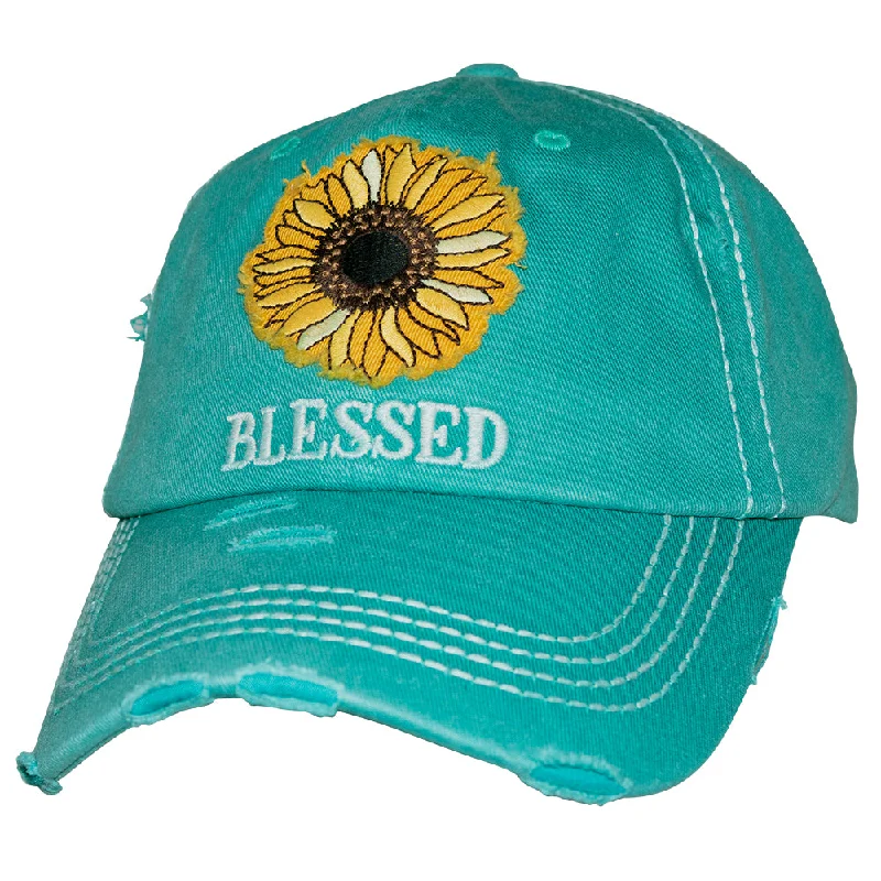 baseball cap for festival outfits-KBV-1376 Blessed Sunflower Turquoise