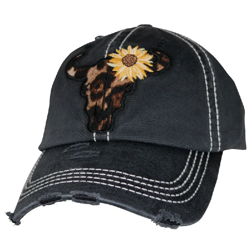 baseball cap for youth sports-KBV-1378 Bull Sunflower Black