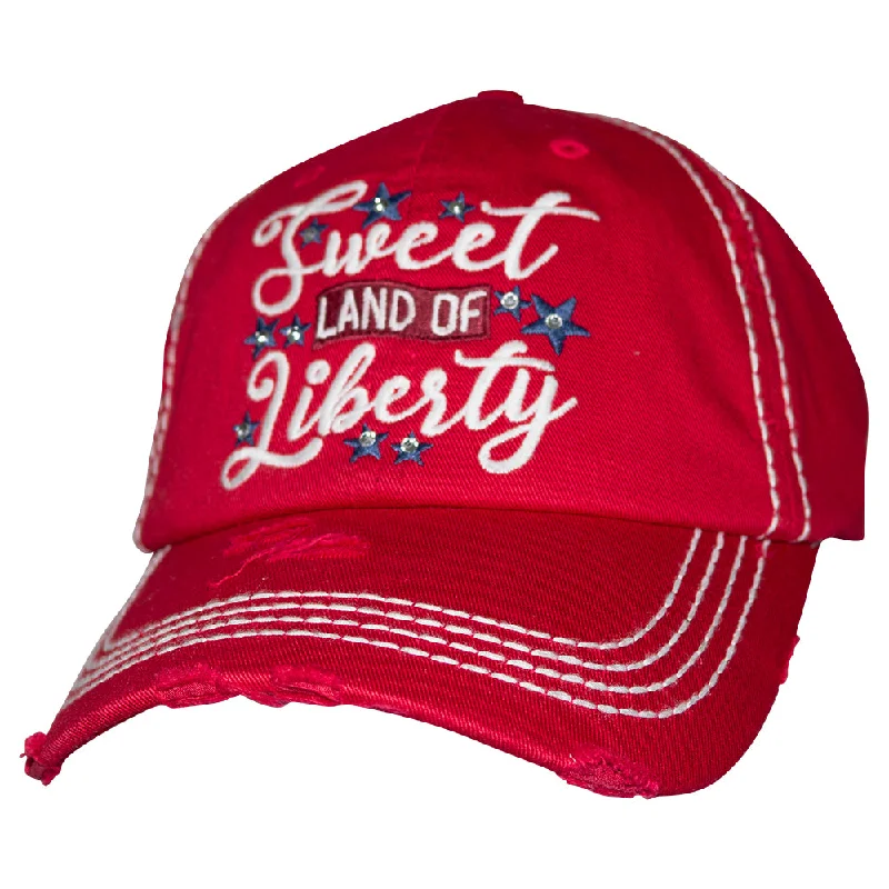 baseball cap for rainy hikes-KBV-1383 Sweet Liberty Red