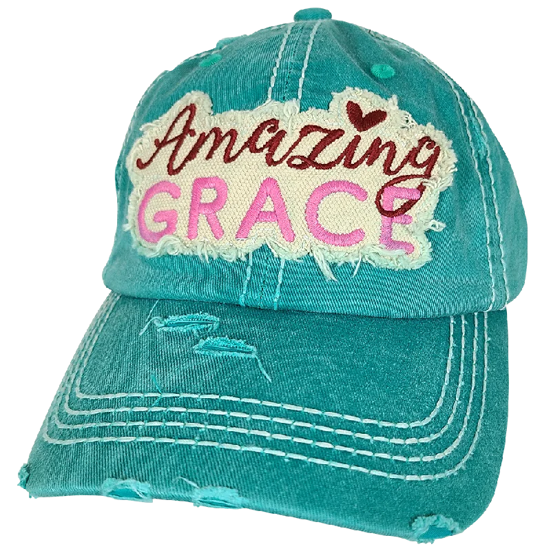 baseball cap with metallic logo-KBV-1403 Amazing Grace Turquoise