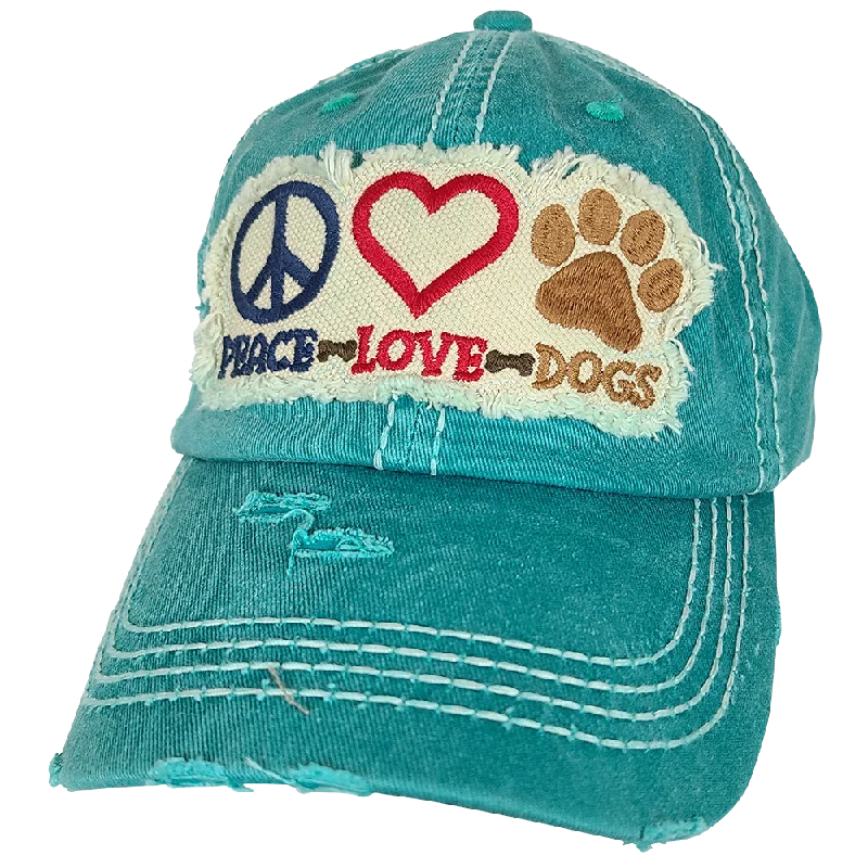 baseball cap with neon colors-KBV-1405 Peace Love Dogs Turquoise