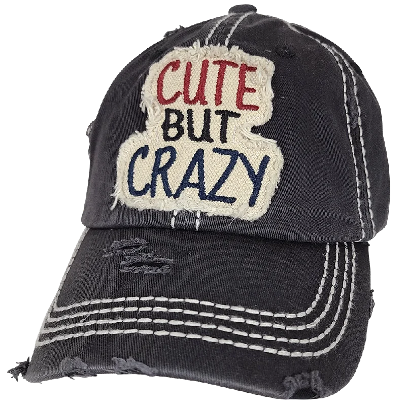 baseball cap for long hair-KBV-1406 Cute But Crazy Black