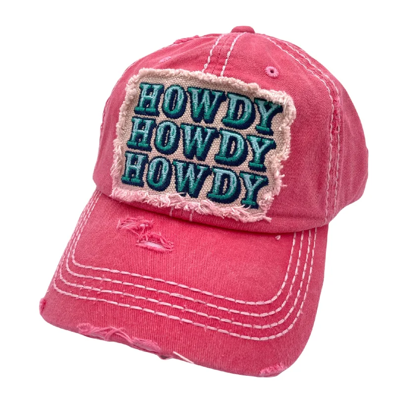 baseball cap for winter wear-KBV-1414 Howdy Hot Pink