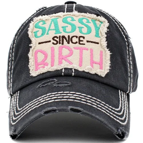 baseball cap embroidery patterns-KBV-1415 Sassy Since Birth Black