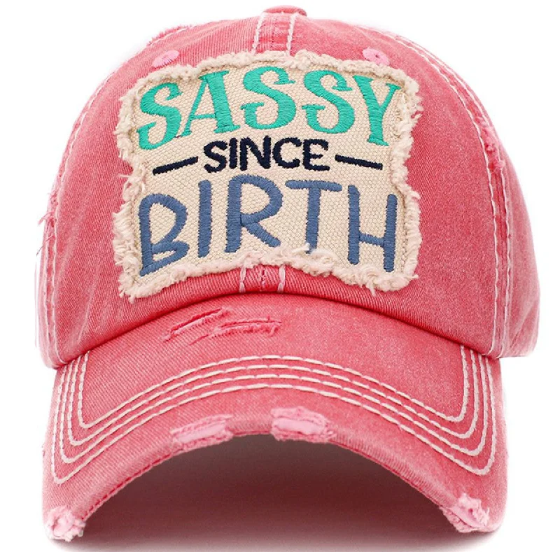 baseball cap with thin stitching-KBV-1415 Sassy Since Birth Hot Pink