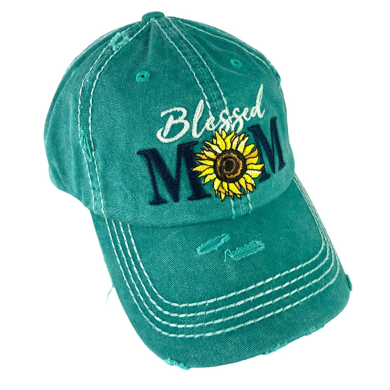 baseball cap with vintage emblems-KBV-1425 Blessed Mom Turq