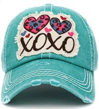 baseball cap for baby girls-KBV-1411 XOXO TURQ