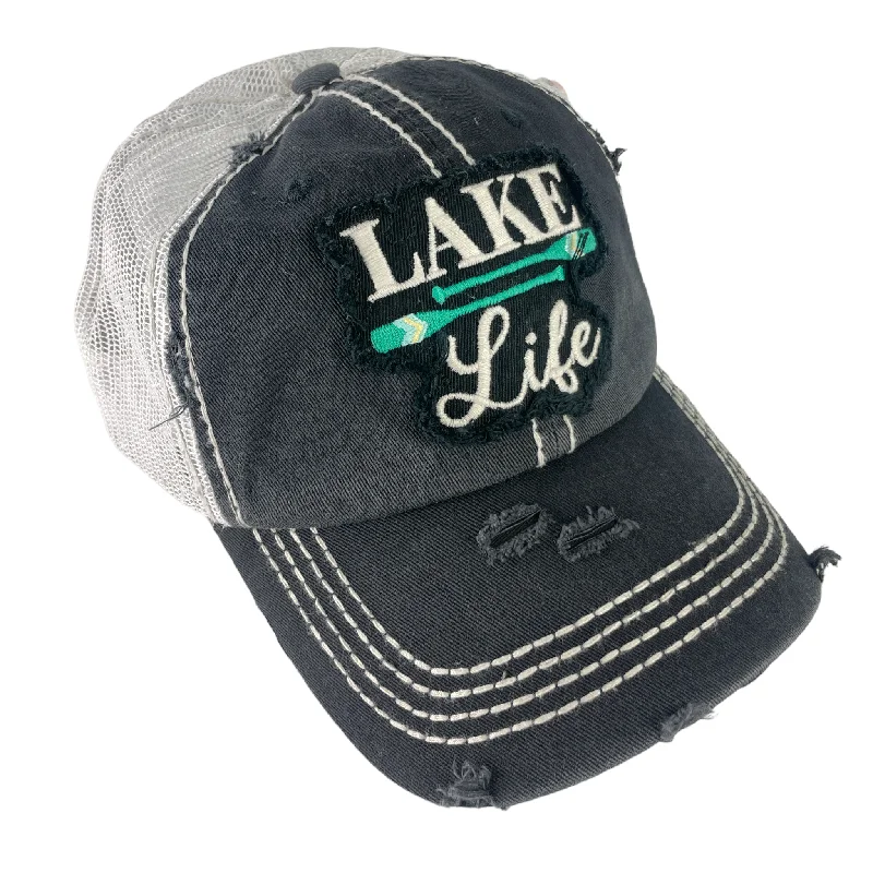 vintage baseball cap styles-KBV-1428 Lake Life Black