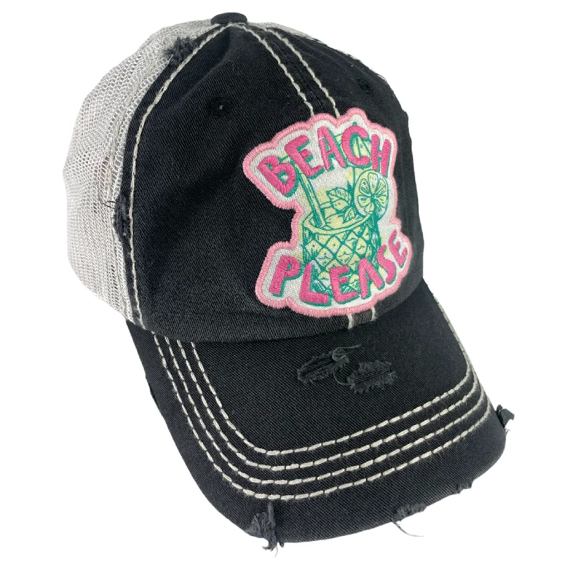 baseball cap for tiny kids-KBV-1431 Beach Please Black