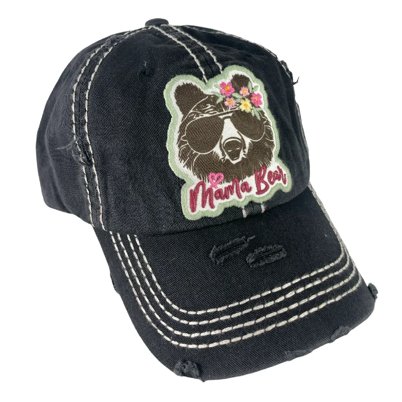 baseball cap with firm stitching-KBV-1434 Mama Bear Black