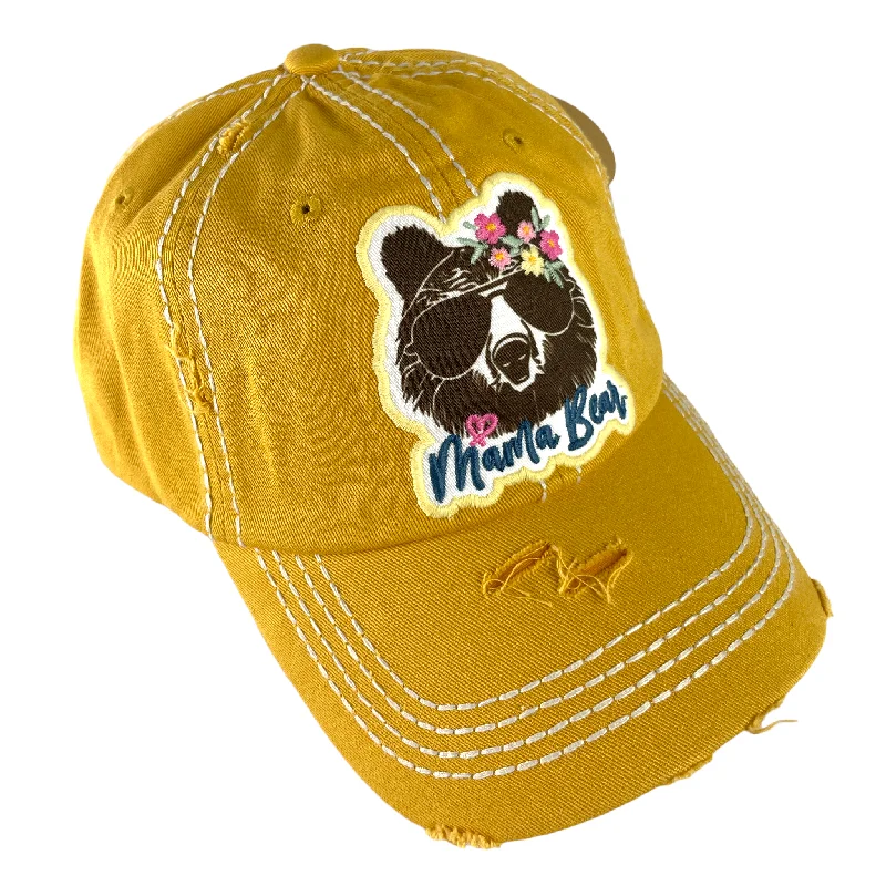 baseball cap with flow patterns-KBV-1434 Mama Bear Yellow