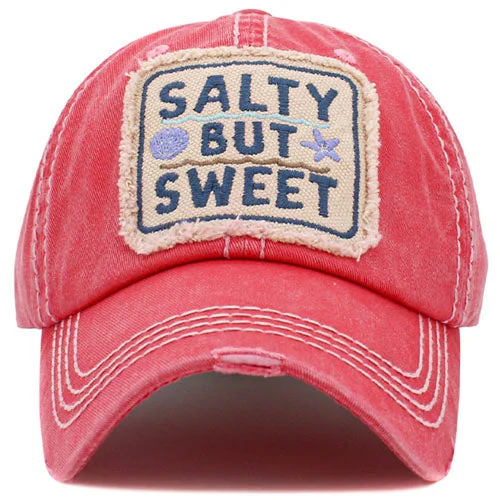 baseball cap with front slogans-KBV-1500 Salty but Sweet Hot Pink