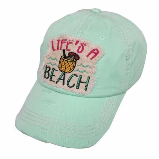 baseball cap with retro team logos-KBV-1272 Life’s A Beach-Torn Look-Diamond