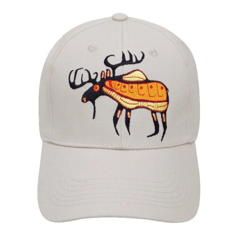 baseball cap for trendy suburbs-Norval Morrisseau Moose Harmony Embroidered Baseball Cap