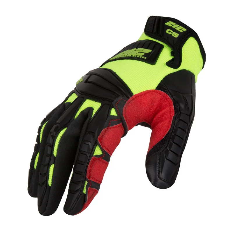 glove with durable seam-  212 Performance IMPC5-88-010 Impact Cut 5 Super HiViz Large Gloves