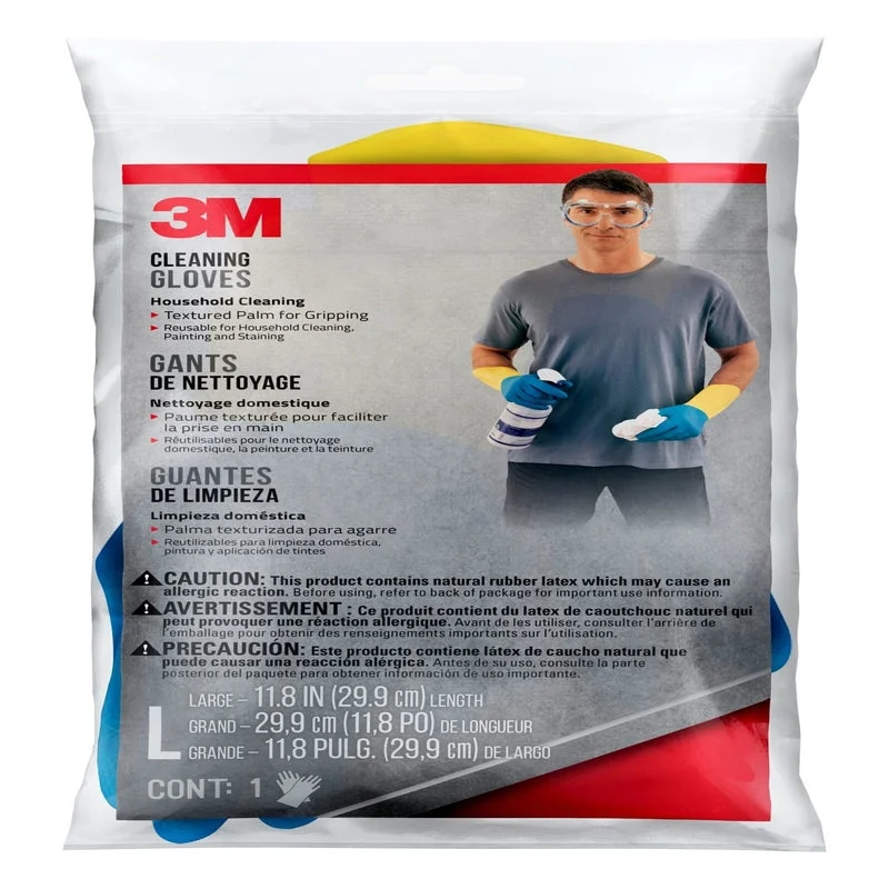 glove with unique vibe-  3M Cotton Cleaning Gloves L Blue/Yellow 1 pair