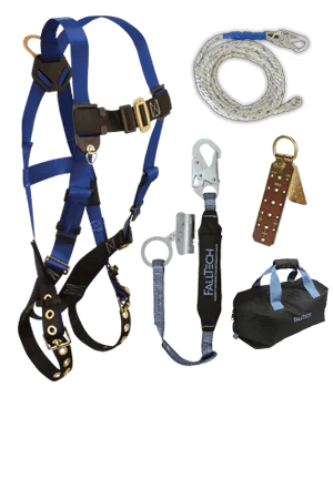 glove with stretch-  FallTech Residential Roofers Kit 8595RA, Harness, Lifeline, Lanyard/Grab, Anchor