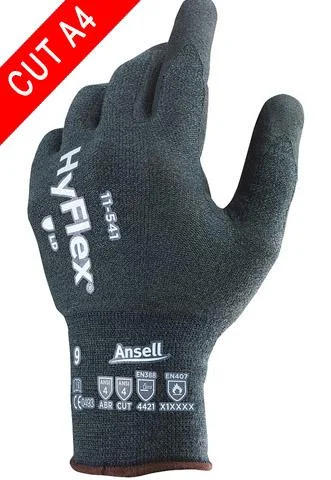 glove with modern vibe-  Ansell HyFlex 11-541, 12 Pair, Level 4 Cut Resistant, Nitrile Coated Gloves