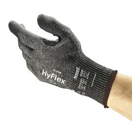 glove with active edge-  Ansell HyFlex® Fiber Glass, HPPE, Nylon And Spandex Cut Resistant Gloves With Water-Based Polyurethane/Nitrile Coating