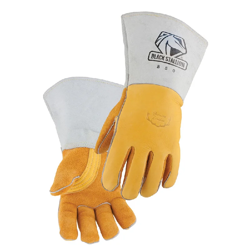 glove for active life-  Black Stallion 850M Premium Grain Elkskin Stick Welding Gloves with Nomex Lined Back, Medium