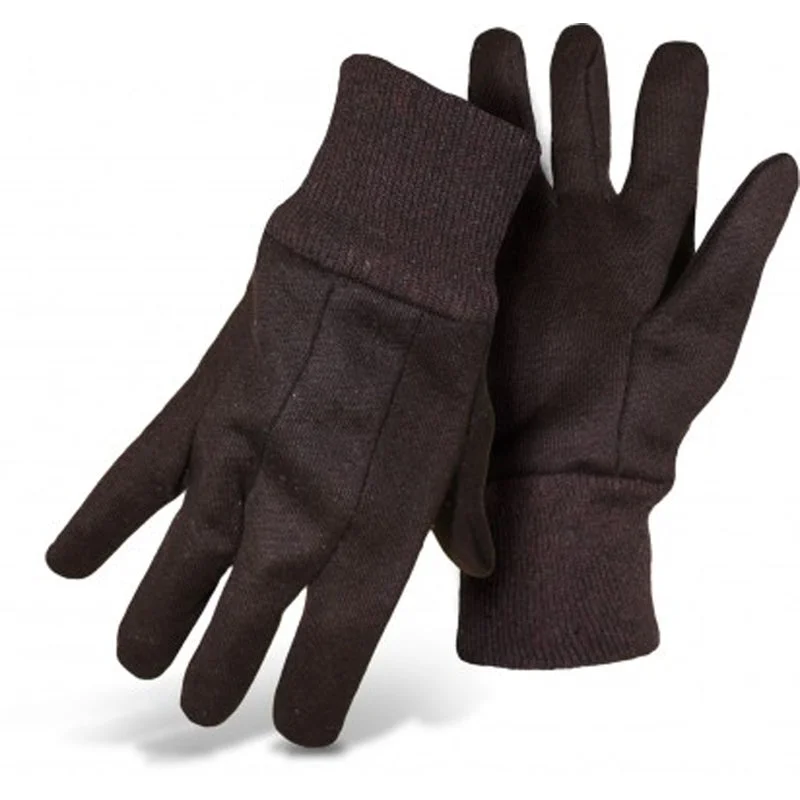 glove with bright edge-  Boss Men's Indoor/Outdoor Jersey Work Gloves Brown L 1 pair