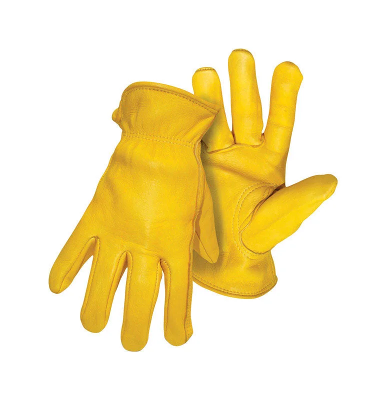 glove with steel finish-  Boss Men's Indoor/Outdoor Driver Gloves Yellow L 1 pair