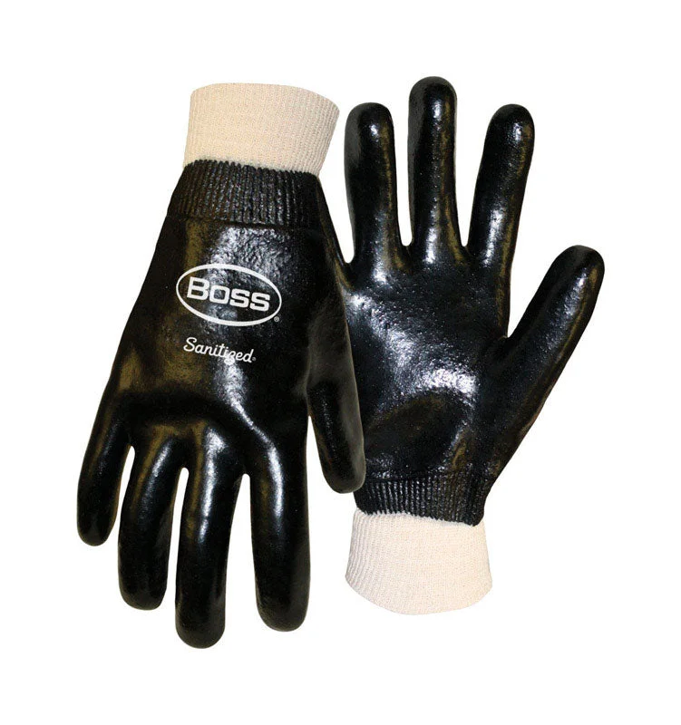 glove with cool look-  Boss Smooth Grip Men's Indoor/Outdoor Coated Chemical Gloves Black L 1 pair