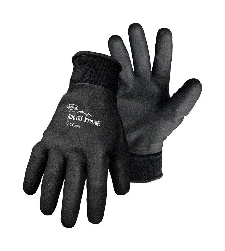 glove with subtle look-  Boss Arctik Xtreme Men's Indoor/Outdoor Slip Resistant Gloves Black XL 1 pair