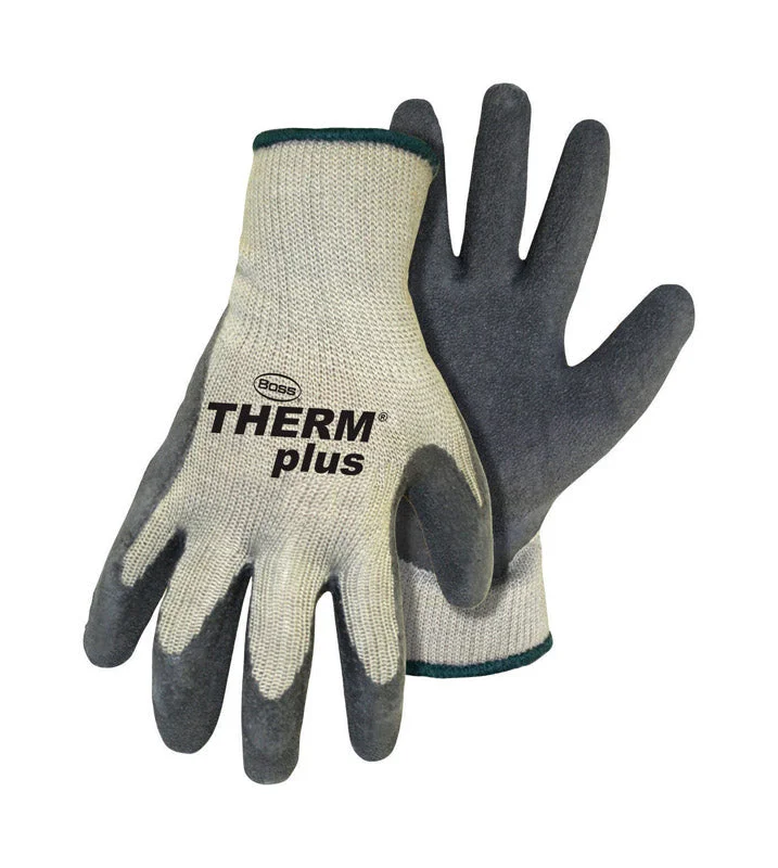 glove for casual-  Boss Therm Plus Men's Indoor/Outdoor String Knit Work Gloves Gray/White L 1 pair