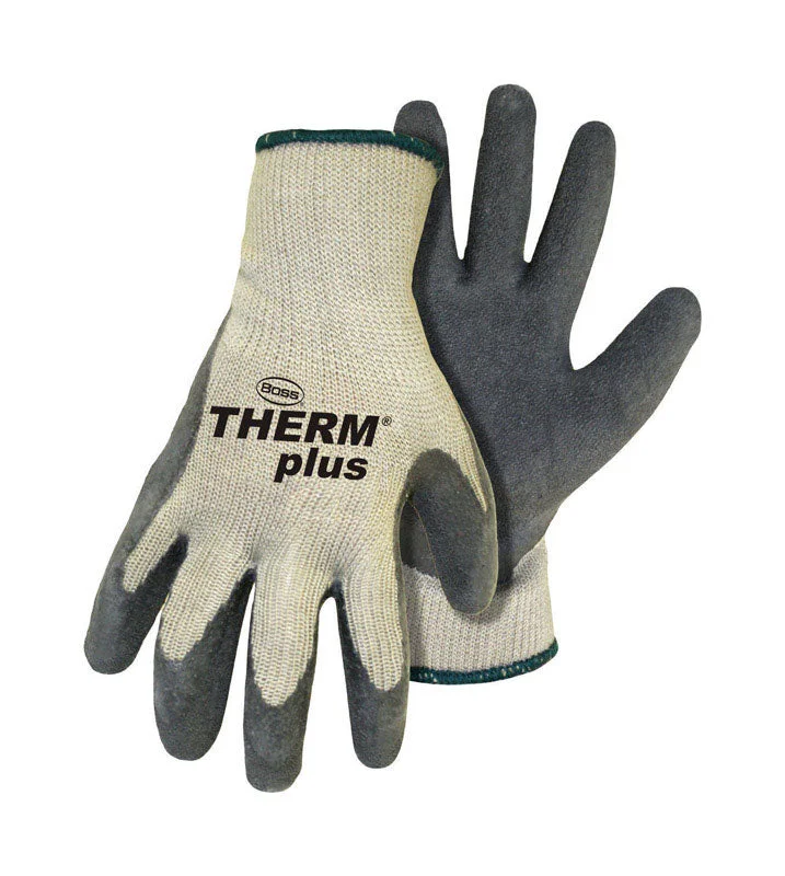 glove for active life-  Boss Therm Plus Men's Indoor/Outdoor String Knit Work Gloves Gray/White M 1 pair