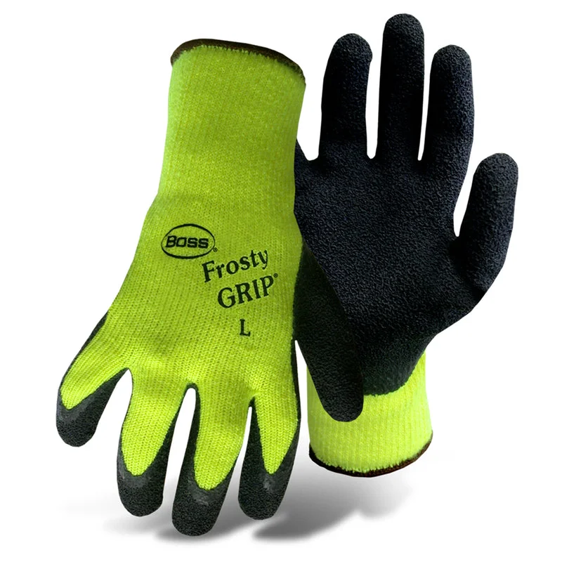 glove with bold vibe-  Boss Frosty Grip Unisex Outdoor Work Gloves High-Vis Green L 1 pair