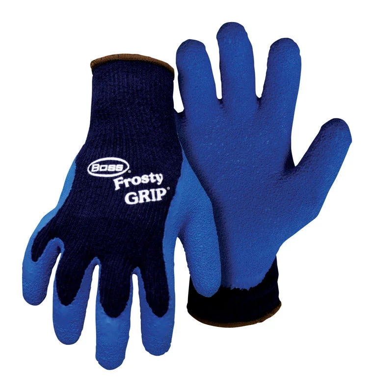 glove with sharp feel-  Boss Frosty Grip Men's Indoor/Outdoor Insulated String Gloves Blue XL 1 pair