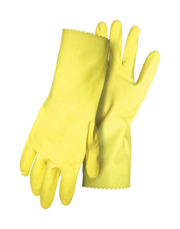 glove for chic vibe-  Boss Unisex Indoor/Outdoor Flock Lined Chemical Gloves Yellow M 1 pk