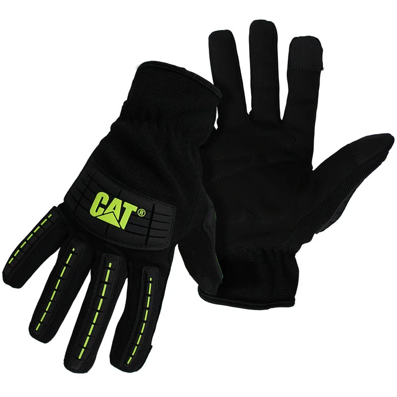 glove with cool vibe-  Cat Men's Indoor/Outdoor High Impact Utility Gloves Black/Green L 1 pair