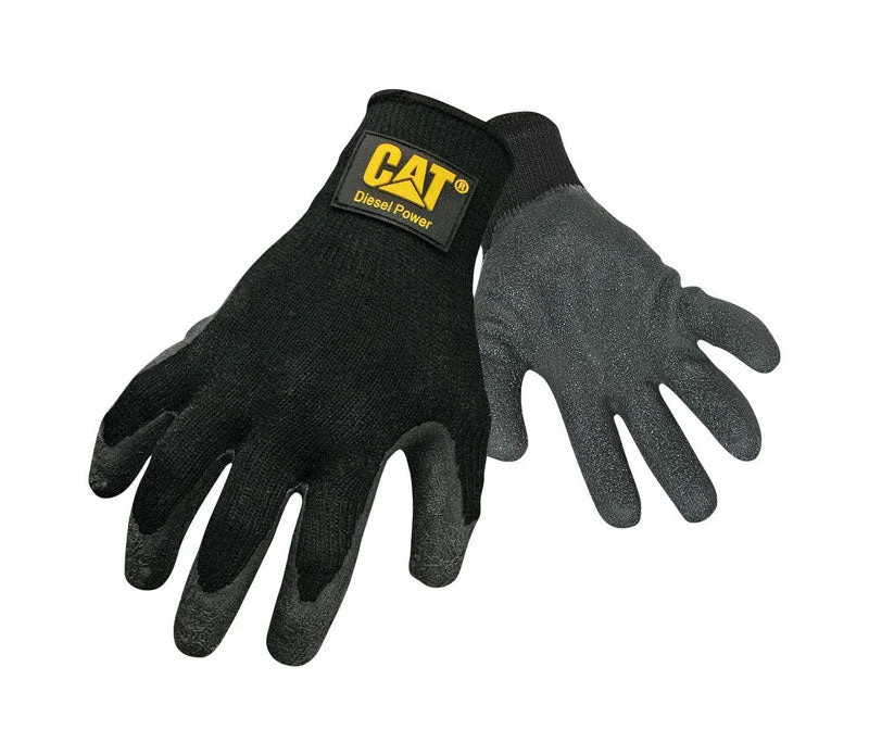 glove with high end look-  Caterpillar Black Latex Blend/Neoprene Dipped Men's Indoor/Outdoor Work Gloves Large (Pack of 12)