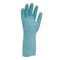 glove with solid vibe-  North by Honeywell Size 7 Blue 13" Flock Lined 15 mil Unsupported Nitrile Chemical Resistant Gloves With Embossed Grip Finish